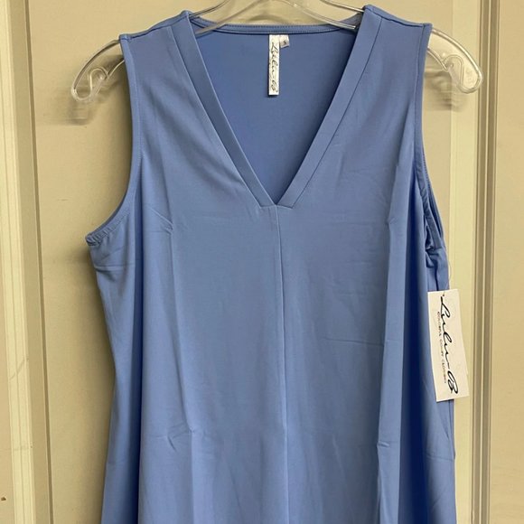 Lulu-B Periwinkle Blue Sleeveless V-Neck Top - Picture 1 of 3